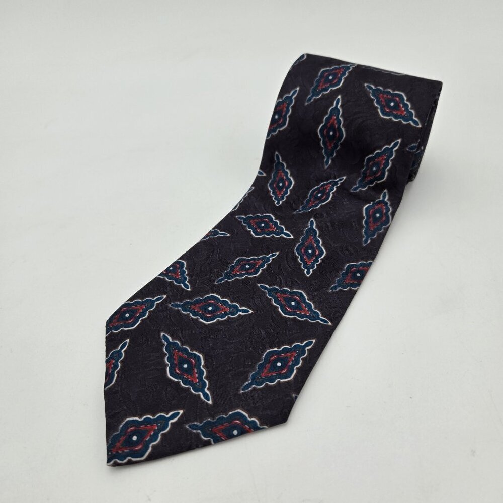 Camden Court Mens Tie Blue Red Grey Abstract Made in the USA‎ Wide RN16484